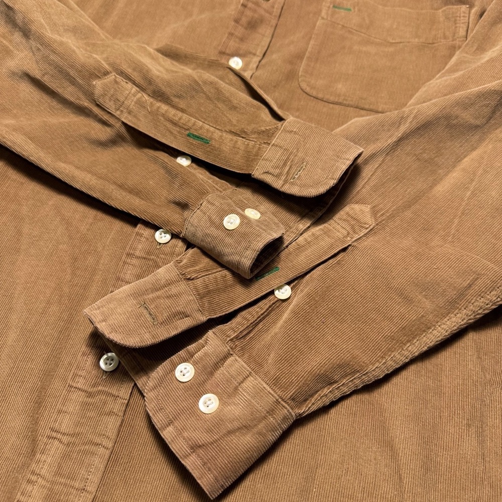 Tommy Hilfiger Shirt Mens Medium Button Down Brown Cotton Corduroy Workwear 90s - Picture 4 of 9